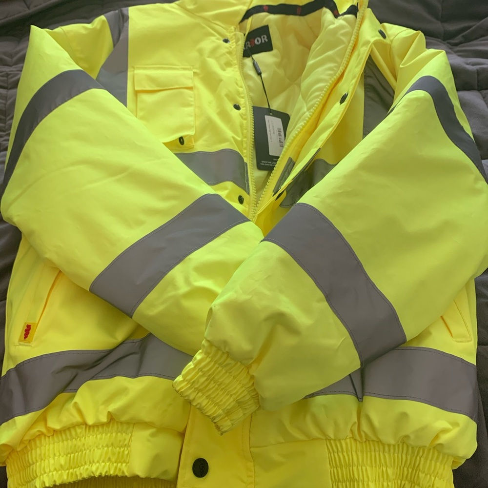 Neon yellow high vis coat